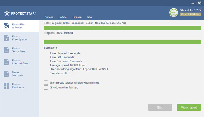 Elimina archivos de forma segura en Windows Server.